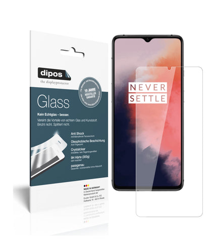 Klare Displayschutzfolie von dipos passend für OnePlus 7T, 9H kratzfest und blasenfrei montiert