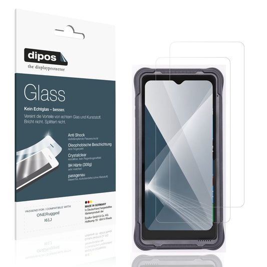 Klare Displayschutzfolie von dipos passend für ONERugged I61J, 9H kratzfest und blasenfrei montiert