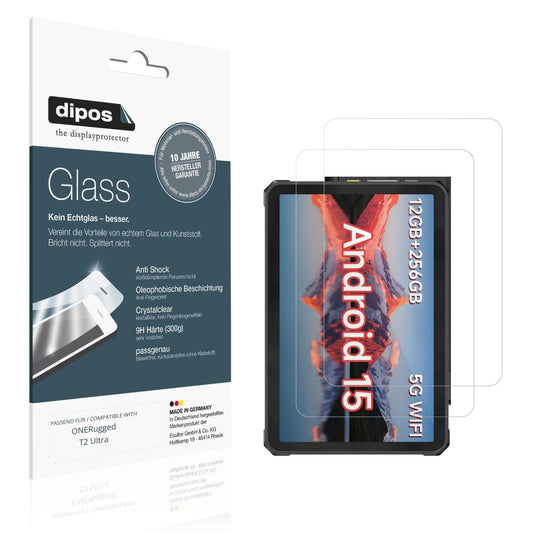 Klare Displayschutzfolie von dipos passend für ONERugged T2 Ultra, 9H kratzfest und blasenfrei montiert