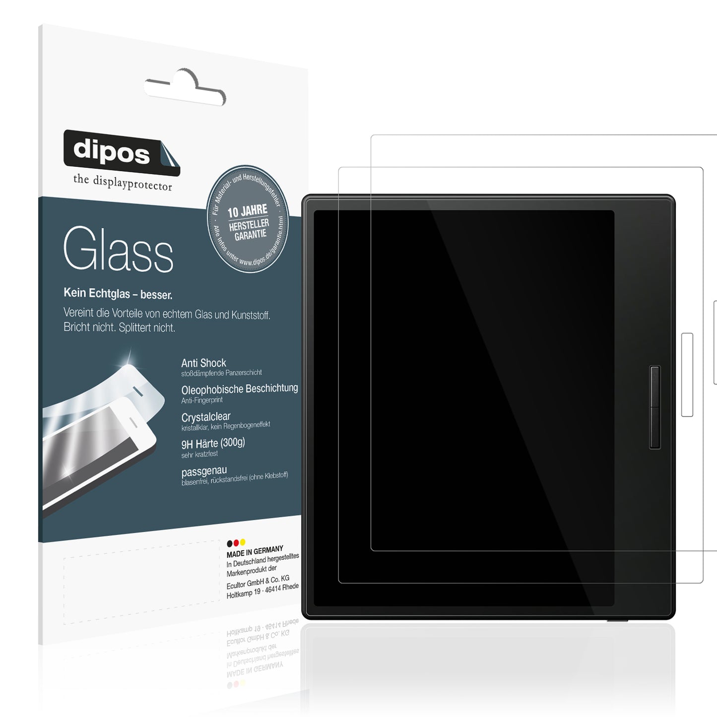 Klare Displayschutzfolie von dipos passend für Onyx Boox Go Color 7, 9H kratzfest und blasenfrei montiert