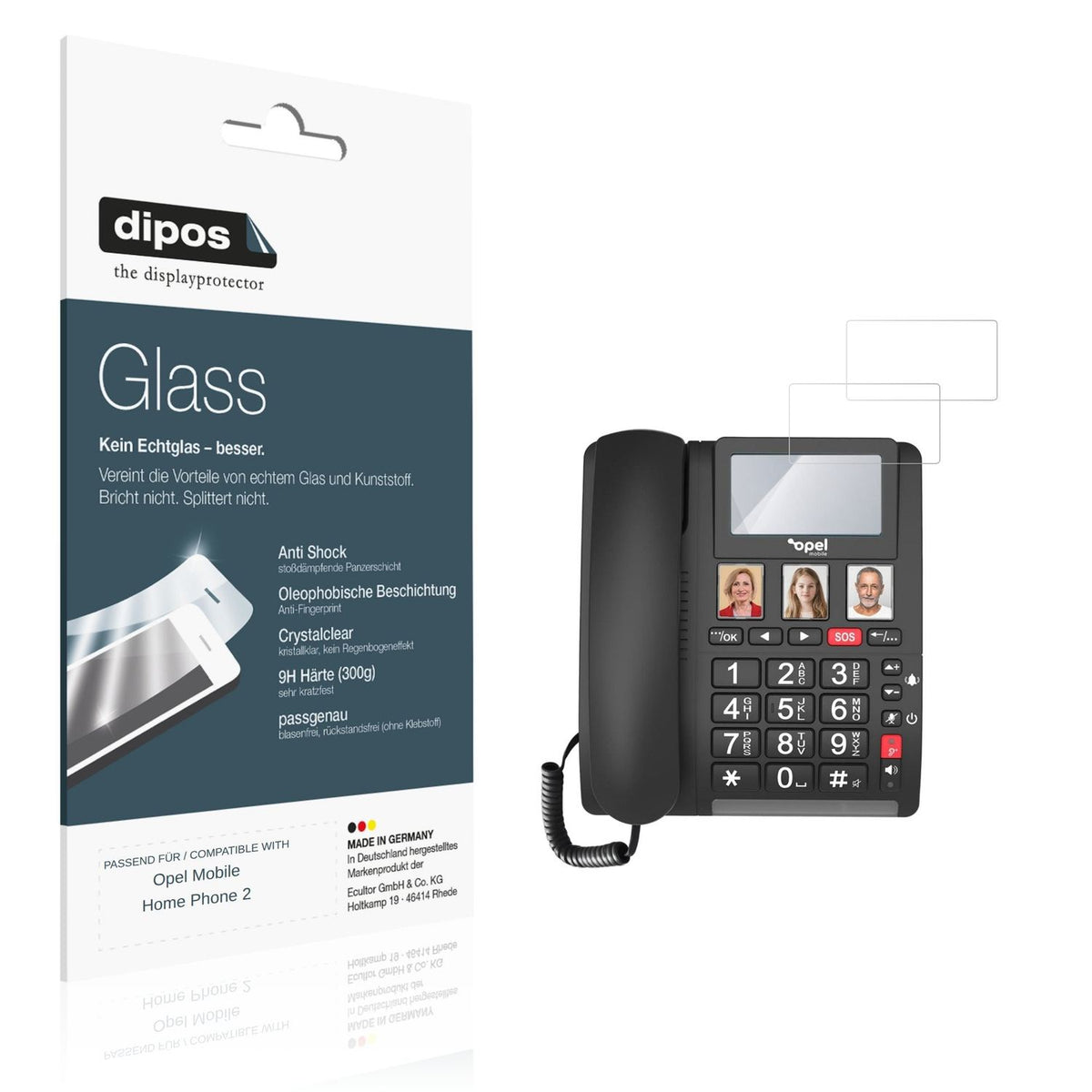Klare Displayschutzfolie von dipos passend für Opel Mobile Home Phone 2, 9H kratzfest und blasenfrei montiert
