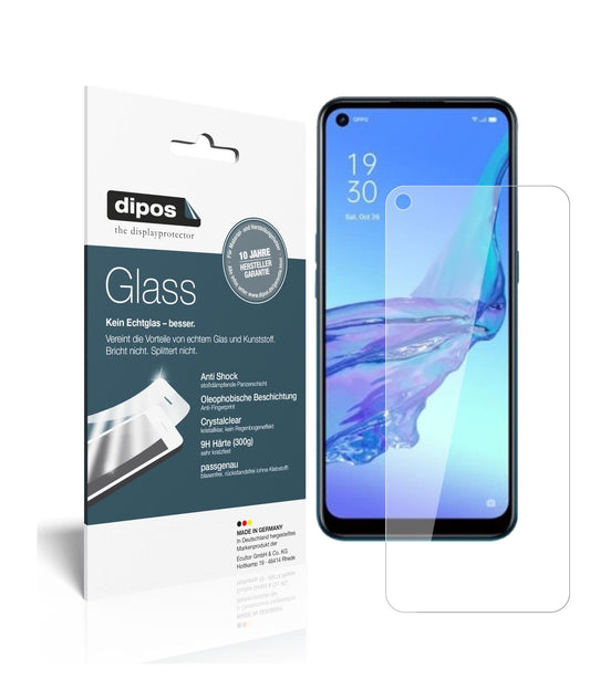 Klare Displayschutzfolie von dipos passend für Oppo A53 (2020), 9H kratzfest und blasenfrei montiert
