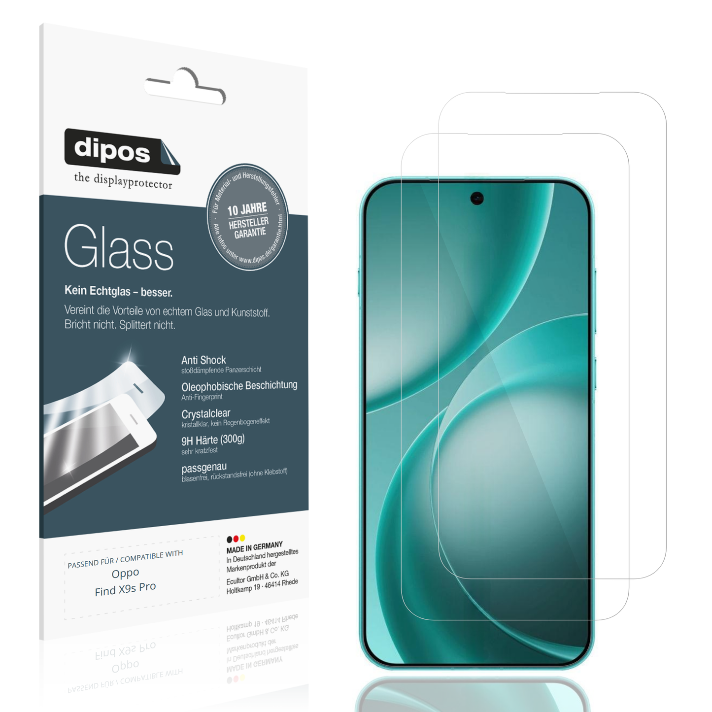 Klare Displayschutzfolie von dipos passend für Oppo Find X9s Pro, 9H kratzfest und blasenfrei montiert