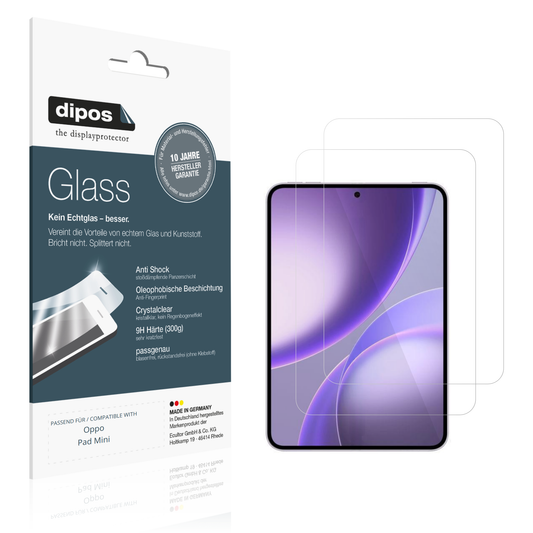 Klare Displayschutzfolie von dipos passend für Oppo Pad Mini, 9H kratzfest und blasenfrei montiert