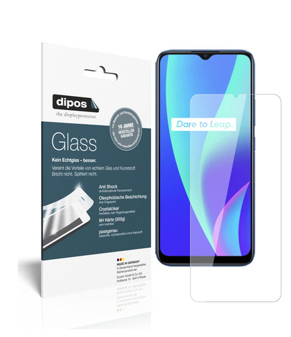 Klare Displayschutzfolie von dipos passend für Oppo Realme C3, 9H kratzfest und blasenfrei montiert