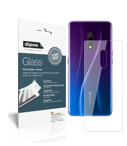 Klare Displayschutzfolie von dipos passend für Oppo Realme X Rückseite, 9H kratzfest und blasenfrei montiert