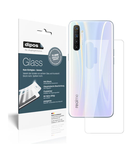 Klare Displayschutzfolie von dipos passend für Oppo Realme X2 Rückseite, 9H kratzfest und blasenfrei montiert
