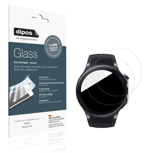 Klare Displayschutzfolie von dipos passend für Oppo Watch X3, 9H kratzfest und blasenfrei montiert