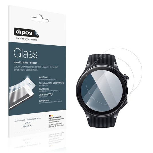 Klare Displayschutzfolie von dipos passend für Oppo Watch X3, 9H kratzfest und blasenfrei montiert