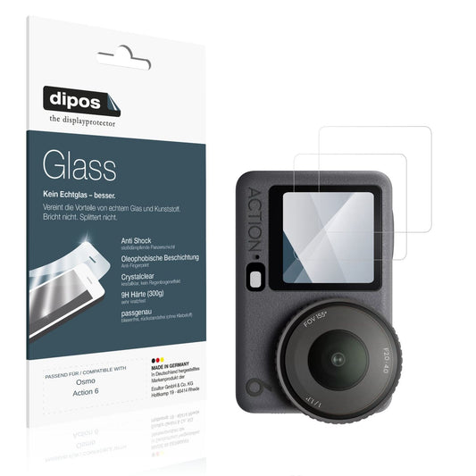Klare Displayschutzfolie von dipos passend für Osmo Action 6, 9H kratzfest und blasenfrei montiert