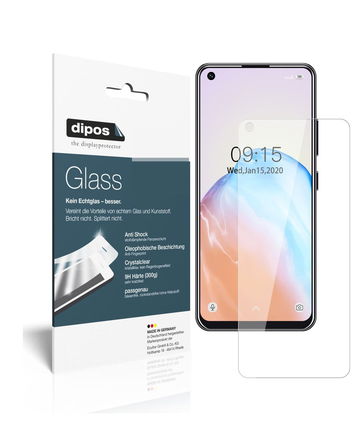 Klare Displayschutzfolie von dipos passend für Oukitel C18 Pro, 9H kratzfest und blasenfrei montiert