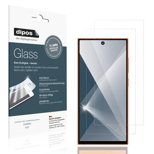 Klare Displayschutzfolie von dipos passend für Oukitel C67, 9H kratzfest und blasenfrei montiert