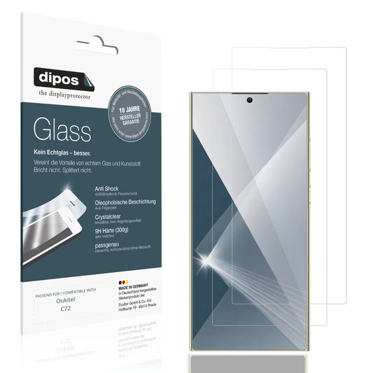 Klare Displayschutzfolie von dipos passend für Oukitel C72, 9H kratzfest und blasenfrei montiert