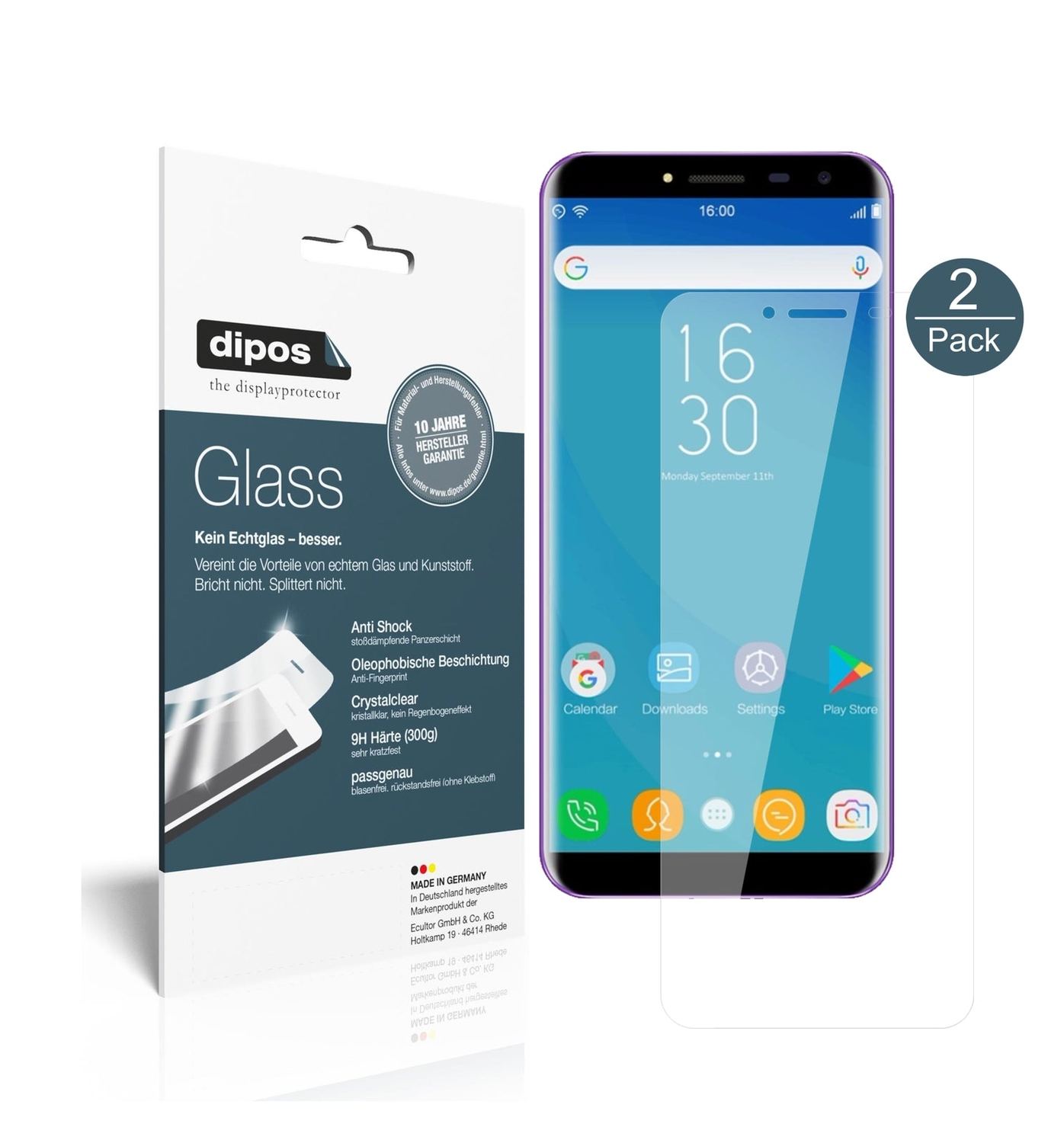 Klare Displayschutzfolie von dipos passend für Oukitel C8, 9H kratzfest und blasenfrei montiert