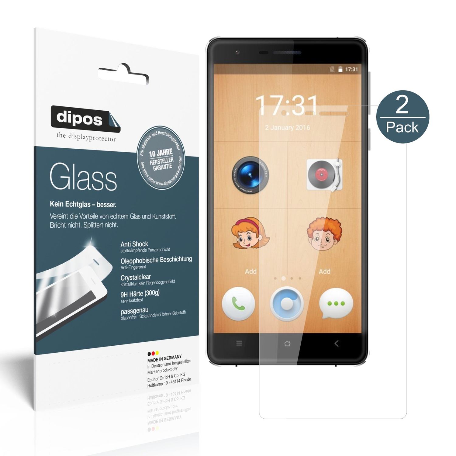 Klare Displayschutzfolie von dipos passend für Oukitel K4000 Lite, 9H kratzfest und blasenfrei montiert