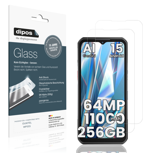 Klare Displayschutzfolie von dipos passend für OUKITEL WP55S, 9H kratzfest und blasenfrei montiert