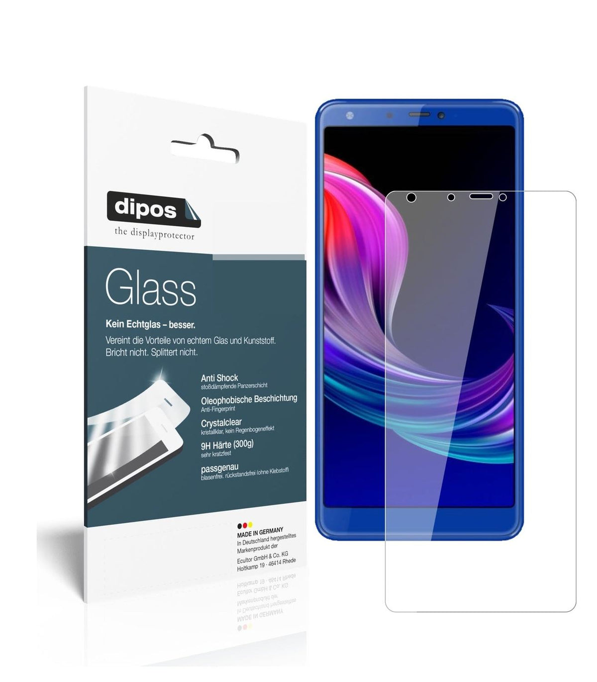 Klare Displayschutzfolie von dipos passend für Panasonic Eluga Ray 600, 9H kratzfest und blasenfrei montiert