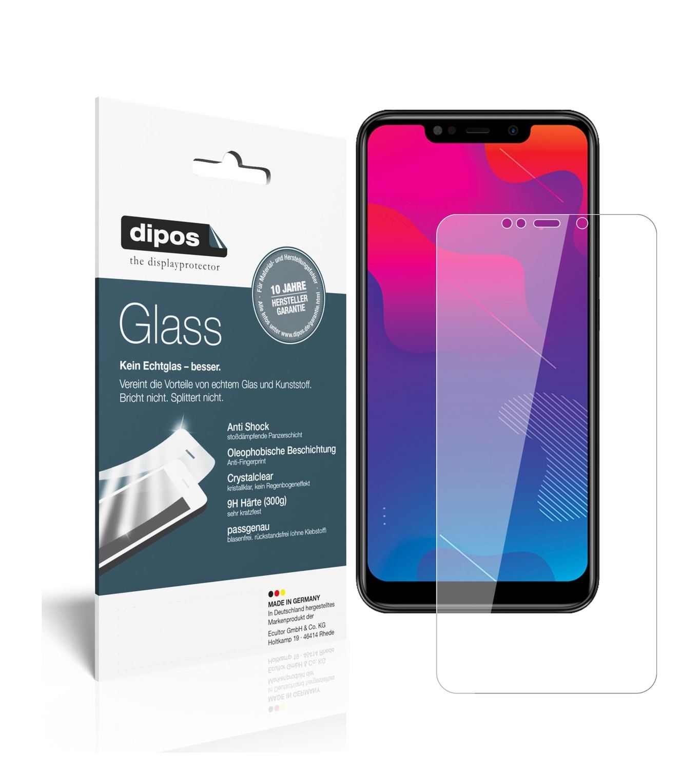Klare Displayschutzfolie von dipos passend für Panasonic Eluga Z1 Pro, 9H kratzfest und blasenfrei montiert