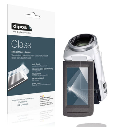 Klare Displayschutzfolie von dipos passend für Panasonic HC-V480MS, 9H kratzfest und blasenfrei montiert