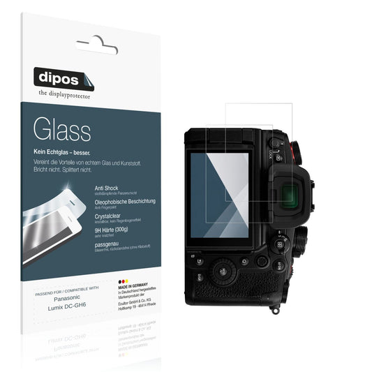 Klare Displayschutzfolie von dipos passend für Panasonic Lumix DC-GH6, 9H kratzfest und blasenfrei montiert
