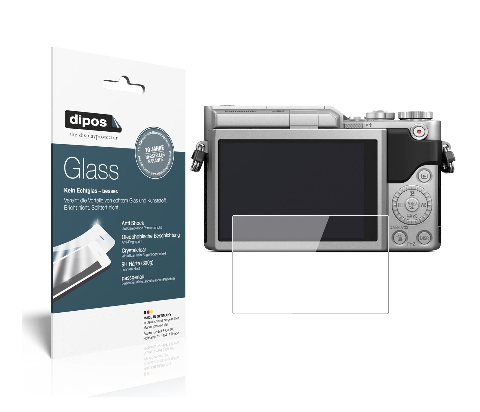 Klare Displayschutzfolie von dipos passend für Panasonic Lumix DC-GX880, 9H kratzfest und blasenfrei montiert