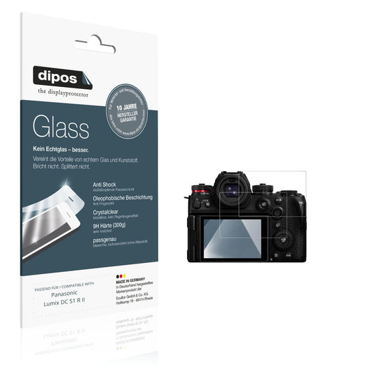 Klare Displayschutzfolie von dipos passend für Panasonic Lumix DC S1 R II, 9H kratzfest und blasenfrei montiert