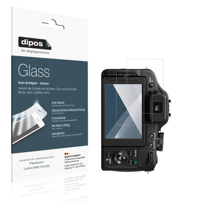 Klare Displayschutzfolie von dipos passend für Panasonic Lumix DMC-FZ150, 9H kratzfest und blasenfrei montiert