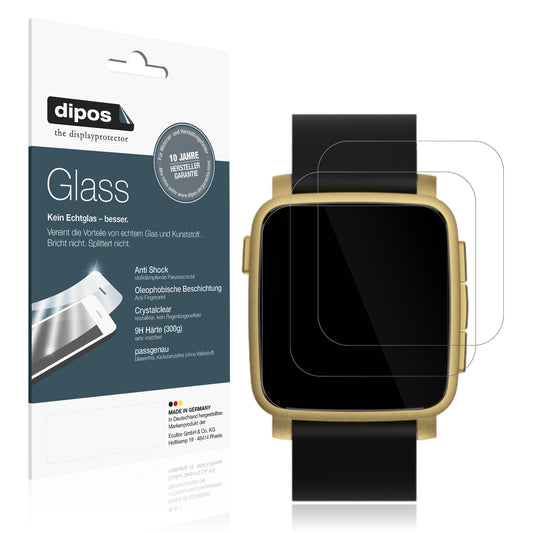 Klare Displayschutzfolie von dipos passend für Pebble Time 2, 9H kratzfest und blasenfrei montiert