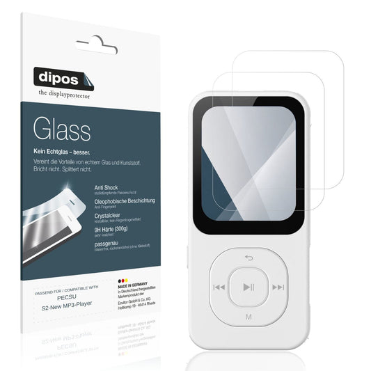 Klare Displayschutzfolie von dipos passend für PECSU S2-New MP3-Player, 9H kratzfest und blasenfrei montiert