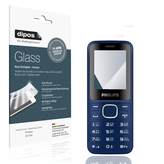 Klare Displayschutzfolie von dipos passend für Philips E2104, 9H kratzfest und blasenfrei montiert