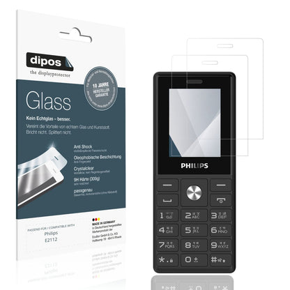 Klare Displayschutzfolie von dipos passend für Philips E2112, 9H kratzfest und blasenfrei montiert
