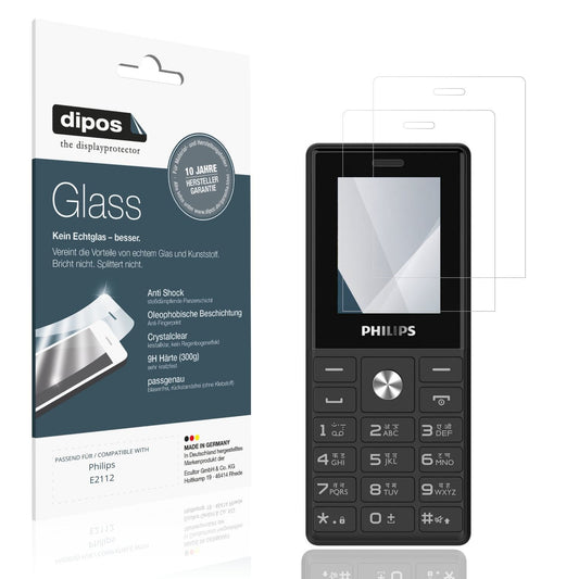 Klare Displayschutzfolie von dipos passend für Philips E2112, 9H kratzfest und blasenfrei montiert