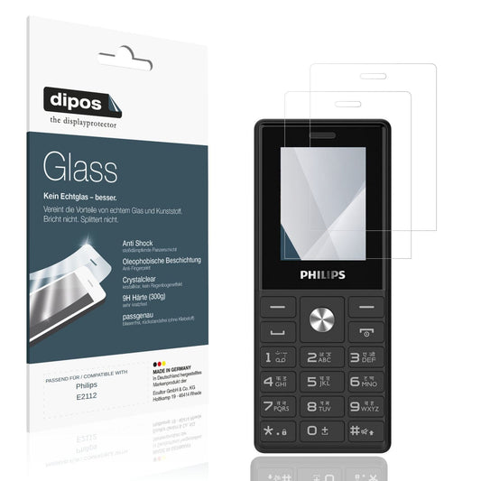 Klare Displayschutzfolie von dipos passend für Philips E2112, 9H kratzfest und blasenfrei montiert