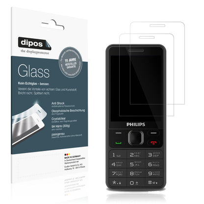 Klare Displayschutzfolie von dipos passend für Philips Xenium E185, 9H kratzfest und blasenfrei montiert