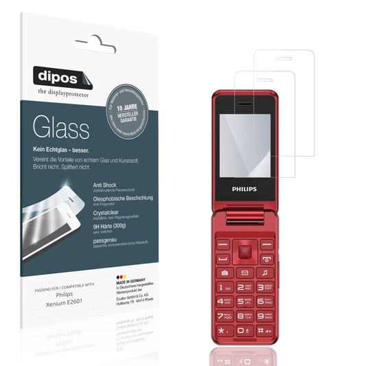 Klare Displayschutzfolie von dipos passend für Philips Xenium E2601, 9H kratzfest und blasenfrei montiert