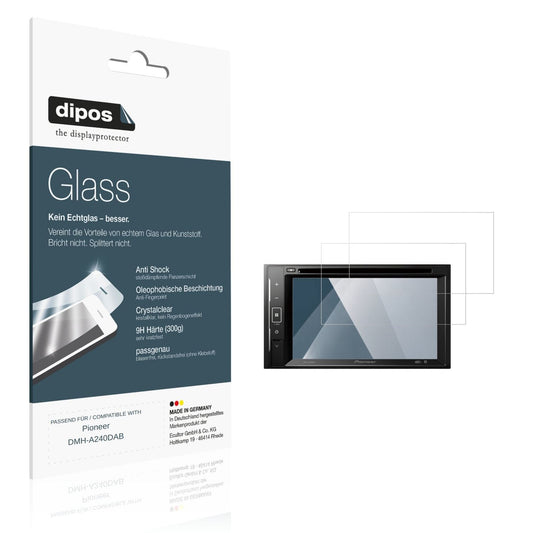 Klare Displayschutzfolie von dipos passend für Pioneer DMH-A240DAB, 9H kratzfest und blasenfrei montiert