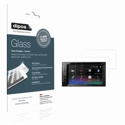 Klare Displayschutzfolie von dipos passend für Pioneer DMH-A240DAB, 9H kratzfest und blasenfrei montiert