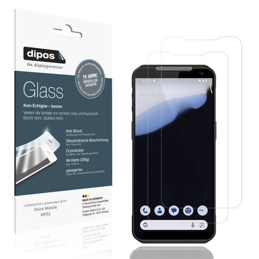 Klare Displayschutzfolie von dipos passend für Point Mobile MF52, 9H kratzfest und blasenfrei montiert