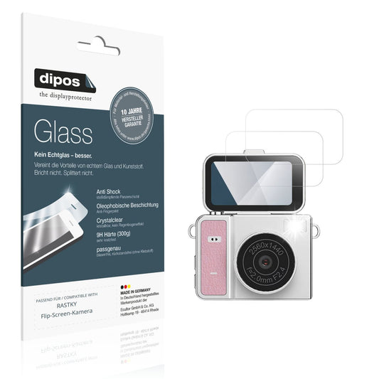 Klare Displayschutzfolie von dipos passend für RASTKY Flip-Screen-Kamera, 9H kratzfest und blasenfrei montiert