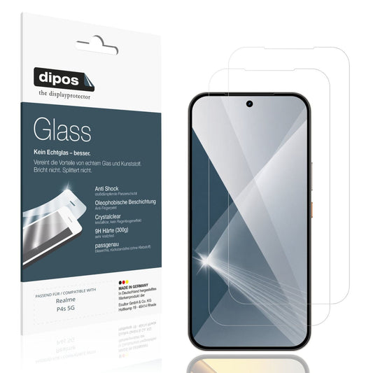Klare Displayschutzfolie von dipos passend für Realme P4s 5G, 9H kratzfest und blasenfrei montiert
