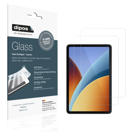 Klare Displayschutzfolie von dipos passend für Redmi Pad 2 9.7, 9H kratzfest und blasenfrei montiert