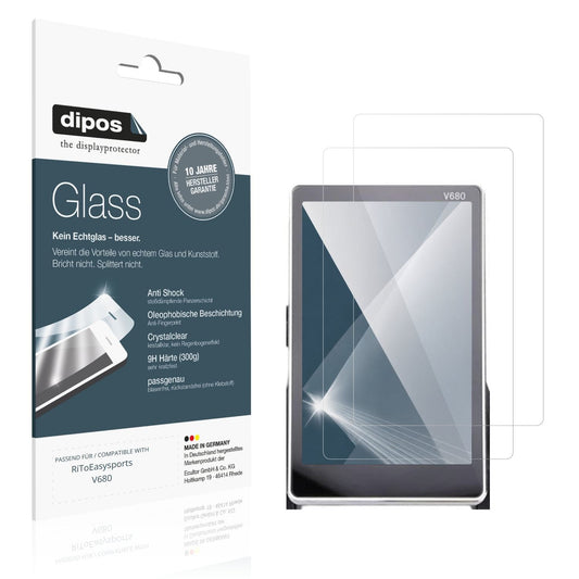 Klare Displayschutzfolie von dipos passend für RiToEasysports V680, 9H kratzfest und blasenfrei montiert