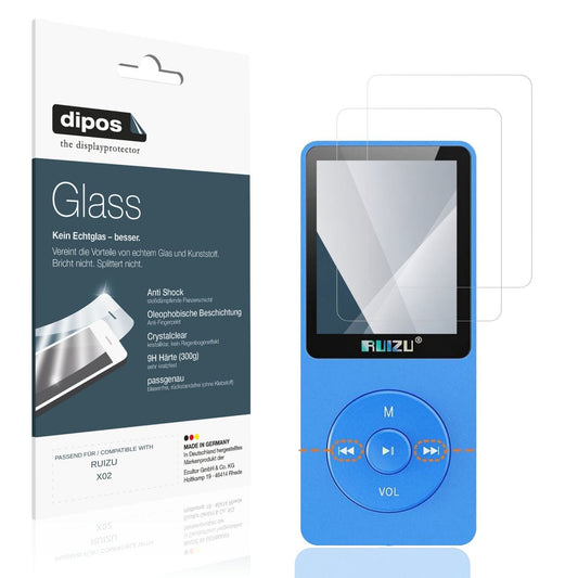 Klare Displayschutzfolie von dipos passend für RUIZU X02, 9H kratzfest und blasenfrei montiert