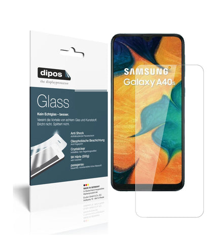 Klare Displayschutzfolie von dipos passend für Samsung Galaxy A40s, 9H kratzfest und blasenfrei montiert