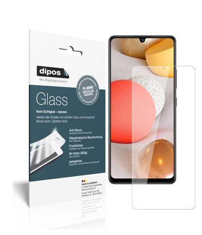 Klare Displayschutzfolie von dipos passend für Samsung Galaxy A42, 9H kratzfest und blasenfrei montiert
