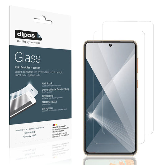 Klare Displayschutzfolie von dipos passend für Samsung Galaxy F55, 9H kratzfest und blasenfrei montiert