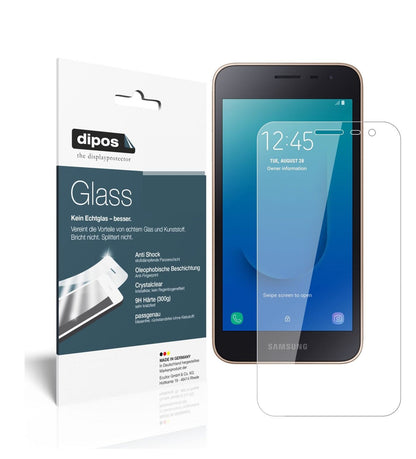 Klare Displayschutzfolie von dipos passend für Samsung Galaxy J2 Core (2018), 9H kratzfest und blasenfrei montiert