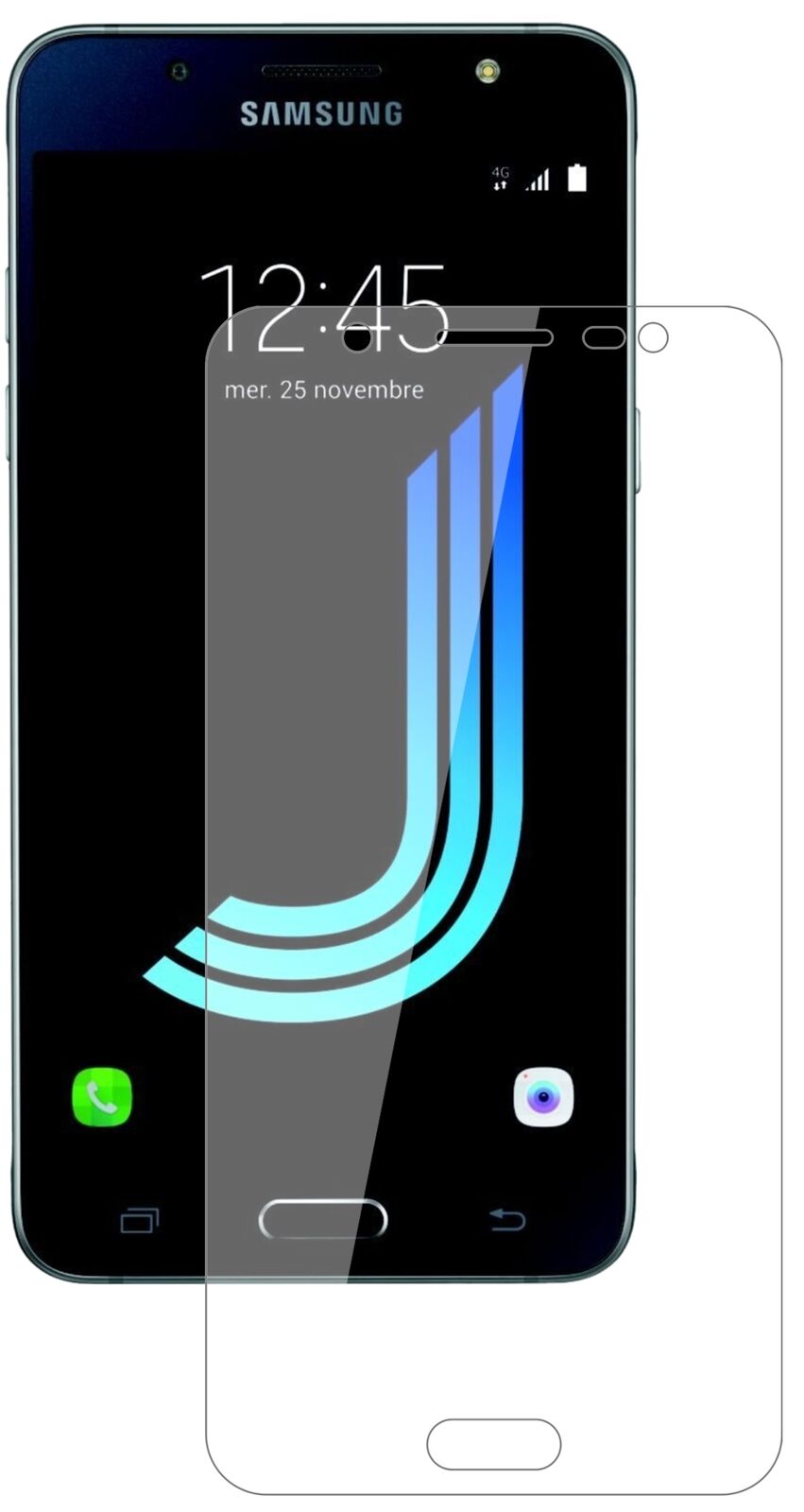 Klare Displayschutzfolie von dipos passend für Samsung Galaxy J5 (2016), 9H kratzfest und blasenfrei montiert