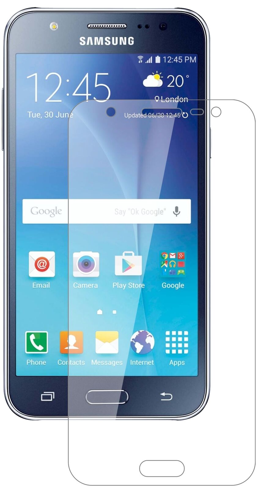 Klare Displayschutzfolie von dipos passend für Samsung Galaxy J5, 9H kratzfest und blasenfrei montiert