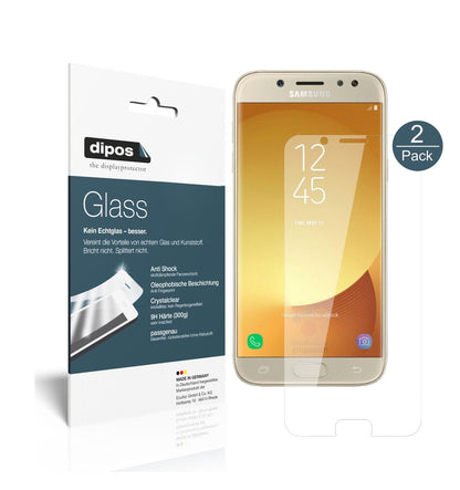 Klare Displayschutzfolie von dipos passend für Samsung Galaxy J5 Pro (2017), 9H kratzfest und blasenfrei montiert